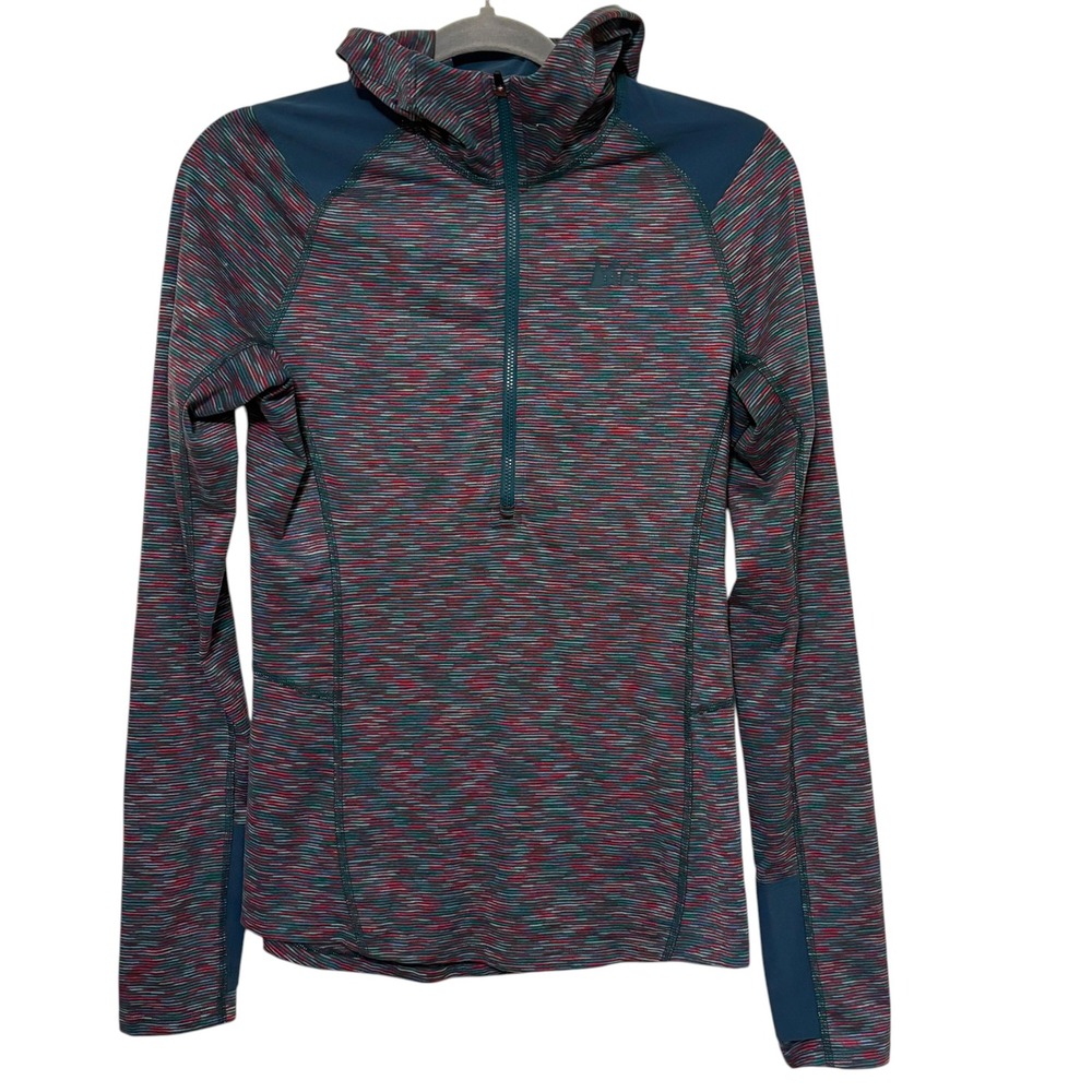 REI Womens Small Hoodie Quarter Zip Multicolor Activewear Top Gorpcore Outdoors